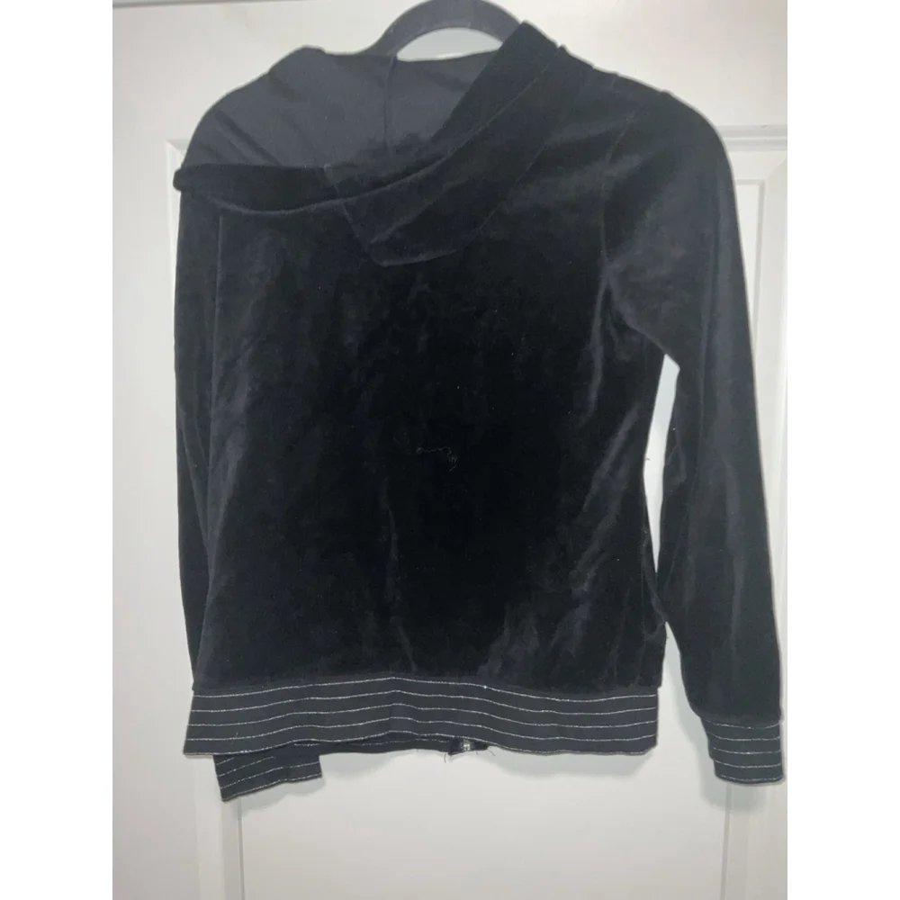 CIRCO Girls Zip Hoodie Jeweled Accents Black Velour Jacket Size 14/16